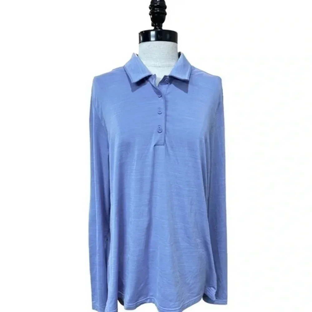 Adidas Golf Women Sz XL purple Long Sleeve Polo‎ Shirt Athletic Performance